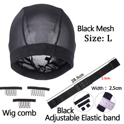 Professional Wig Making Caps Wig Clip Elastic Band For Wigs Nylon Mesh Beige Black Mesh For Wig Dome Hair Net For DIY Wigs