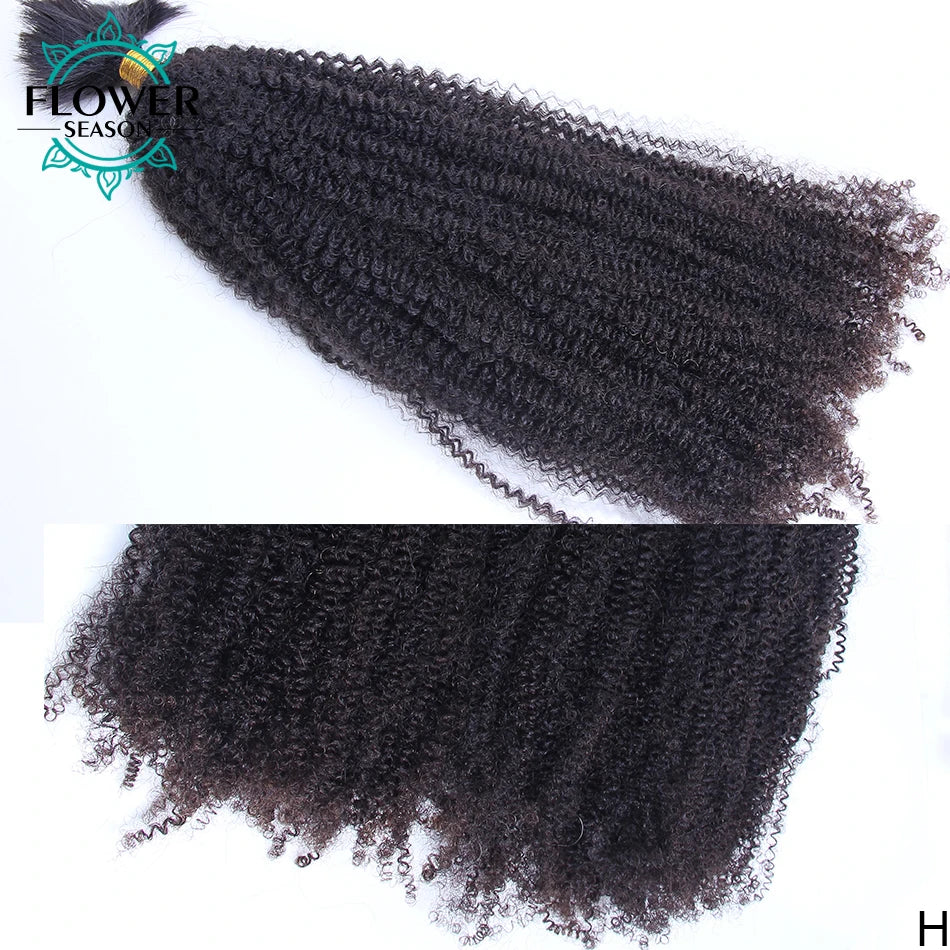 Afro Kinky Curly Human Hair Bulk For Braiding No Weft Remy Mongolian Bulk Braiding Hair Extensions 100Strands /Bundles Natural