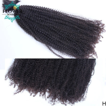 Afro Kinky Curly Human Hair Bulk For Braiding No Weft Remy Mongolian Bulk Braiding Hair Extensions 100Strands /Bundles Natural