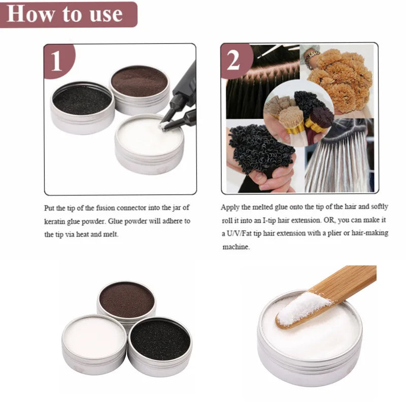 50g ITALIAN Keratin Glue Powder/Keratin Glue Grain Powder for U V Flat tip Fusion Hair Extensions