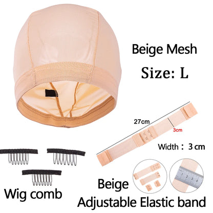Professional Wig Making Caps Wig Clip Elastic Band For Wigs Nylon Mesh Beige Black Mesh For Wig Dome Hair Net For DIY Wigs