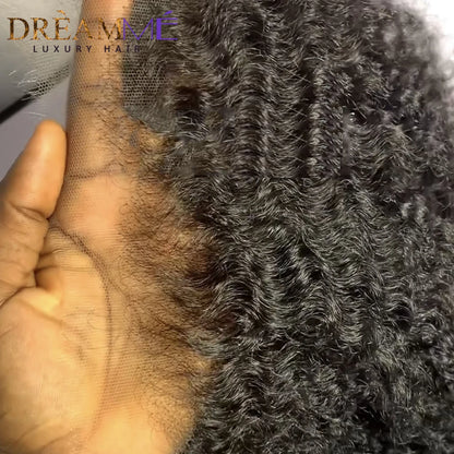 Kinky Curly 13x4 13x6 HD Lace Frontal Only Pre plucked Natural Hairline 5x5 6x6 7x7 Invisible HD Lace Closure Only Brazilian