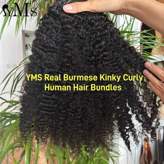 Burmese Kinky Curly Human Hair Bundles Deals YMS Vietnamese Virgin Human Hair Weft Weave Raw Hair Bundle For Women Wholesale