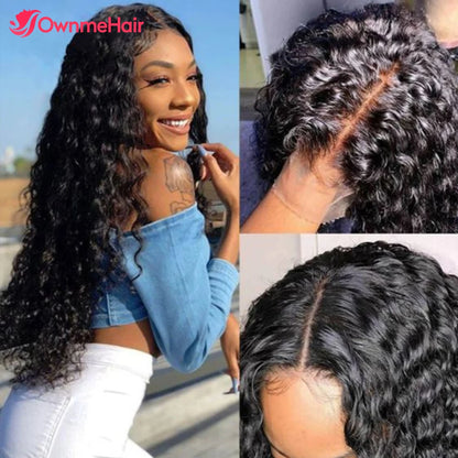 Water Wave Glueless Wig Human Hair Deep Wave 13x4 Lace Frontal Human Hair Wigs Ready to Wear PrePlucked PreCut Lace 4x4 Lace Wig