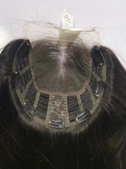 Transparent HD Lace Wefted Topper #613 Honey Blonde Remy Human Hair 6X6 8X8inch with 4X4inch Swiss Lace Overlay for Women Topper