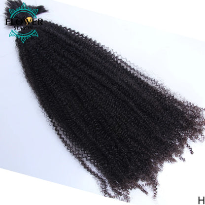 Afro Kinky Curly Human Hair Bulk For Braiding No Weft Remy Mongolian Bulk Braiding Hair Extensions 100Strands /Bundles Natural