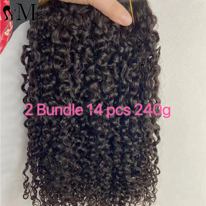 3C4A Classic Clip Ins Burmese Curly Extensions Human Hair YMS 240g14pc 120g7pc Raw Curly Lace Clips Ins Hair Extension Full Head