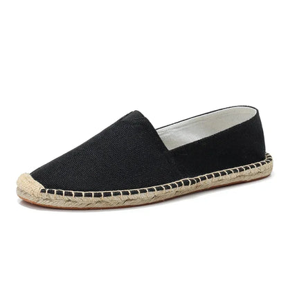 Women Sewing Flax Shoes Slip on Loafers Casual Shoes Man Espadrilles Hemp Canvas Flat Shoes Plus Size Fisherman Driving Footwear