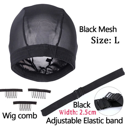 Professional Wig Making Caps Wig Clip Elastic Band For Wigs Nylon Mesh Beige Black Mesh For Wig Dome Hair Net For DIY Wigs