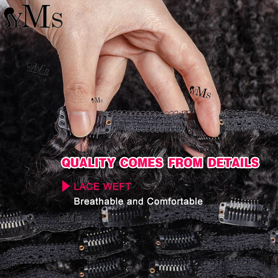 3C4A Classic Clip Ins Burmese Curly Extensions Human Hair YMS 240g14pc 120g7pc Raw Curly Lace Clips Ins Hair Extension Full Head