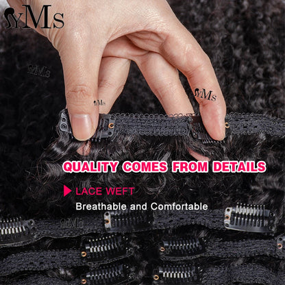 3C4A Classic Clip Ins Burmese Curly Extensions Human Hair YMS 240g14pc 120g7pc Raw Curly Lace Clips Ins Hair Extension Full Head