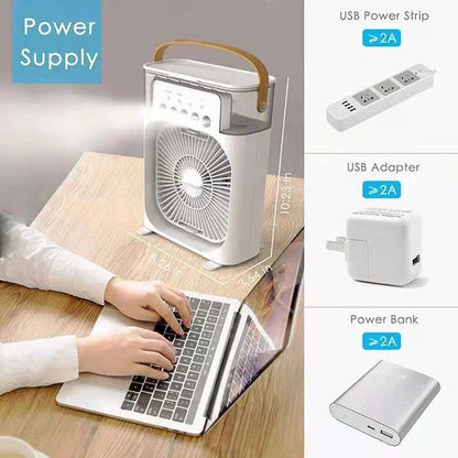 Xiaomi New Mini Portable Fan Air Conditioners USB Electric Fan Air Cooler LED Night Light Water Mist Fun 3 In 1 Air Humidifier