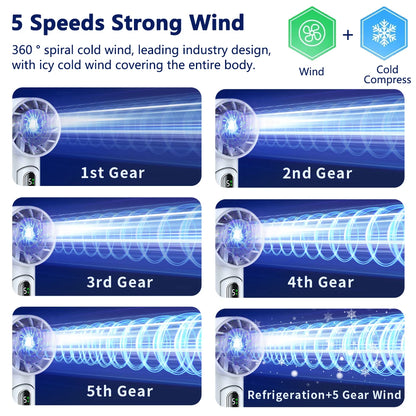 Portable Fan Mini Handheld Turbo Fan with Semiconductor Refrigeration Ice Cooling Fan 4000mAh USB Rechargeable Hanging Neck Fan