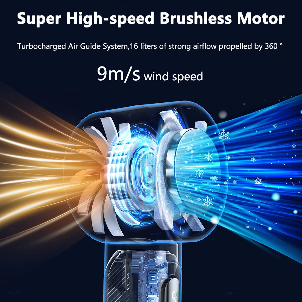 Portable Fan Mini Handheld Turbo Fan with Semiconductor Refrigeration Ice Cooling Fan 4000mAh USB Rechargeable Hanging Neck Fan