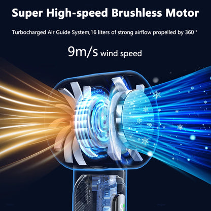 Portable Fan Mini Handheld Turbo Fan with Semiconductor Refrigeration Ice Cooling Fan 4000mAh USB Rechargeable Hanging Neck Fan