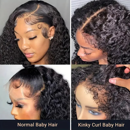 Kinky Curly edge Wigs Short Bob Pixie Cut Curly 13x4 Lace Front Wig 220% Human Hair Wig PrePlucked Baby Hair Lace Closure Wig