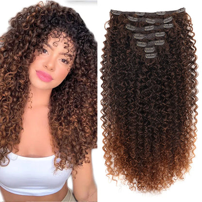 Synthetic Curly Clip In Hair Extensions Natural Hairpieces Hair Extensions Clip in 7 Pcs Full Head Organic Clip in Extensions