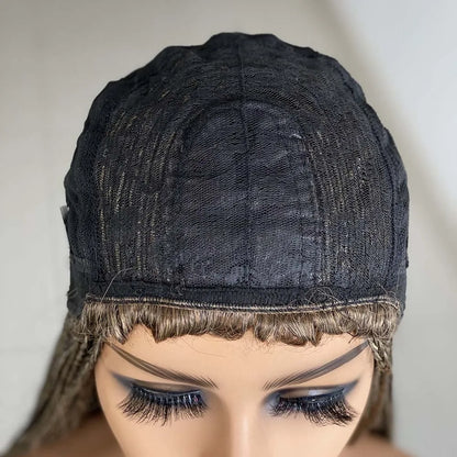 Synthetic Braided Wigs For Black Women Ombre Synthetic Braids Long Box Braided Wigs Fake Scalp Braiding Hair Cosplay Machine Wig