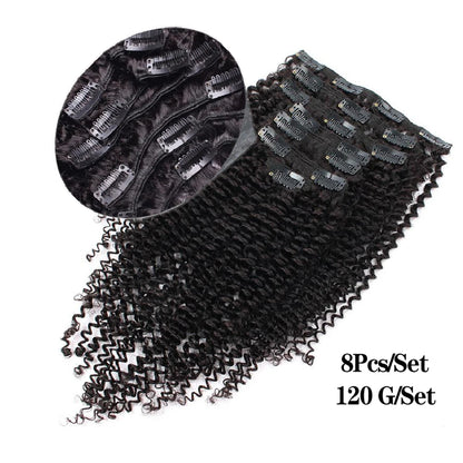 Maxine Clip Ins Hair Kinky Curly Clip In Hair Extensions Human Hair Full Head Afro Kinky Curly Clip Ins Bundles Natural Black