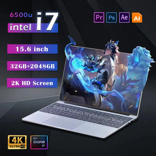 2025 Intel Core i7-6500U 15.6 "laptop 32GB RAM 2048GB SSD ROM 5000mAh Windows 11 Pro 3-year warranty portable laptop