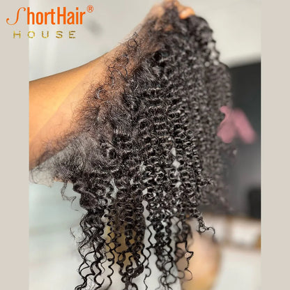 4C Hairline Kinky Curly 13x4 Invisible HD Lace Frontal Human Hair 5x5 Lace Closures Only Brazilian Curly Baby Hair Small Knots