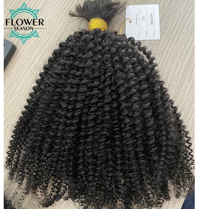 Afro Kinky Curly Human Hair Bulk For Braiding No Weft Remy Mongolian Bulk Braiding Hair Extensions 100Strands /Bundles Natural