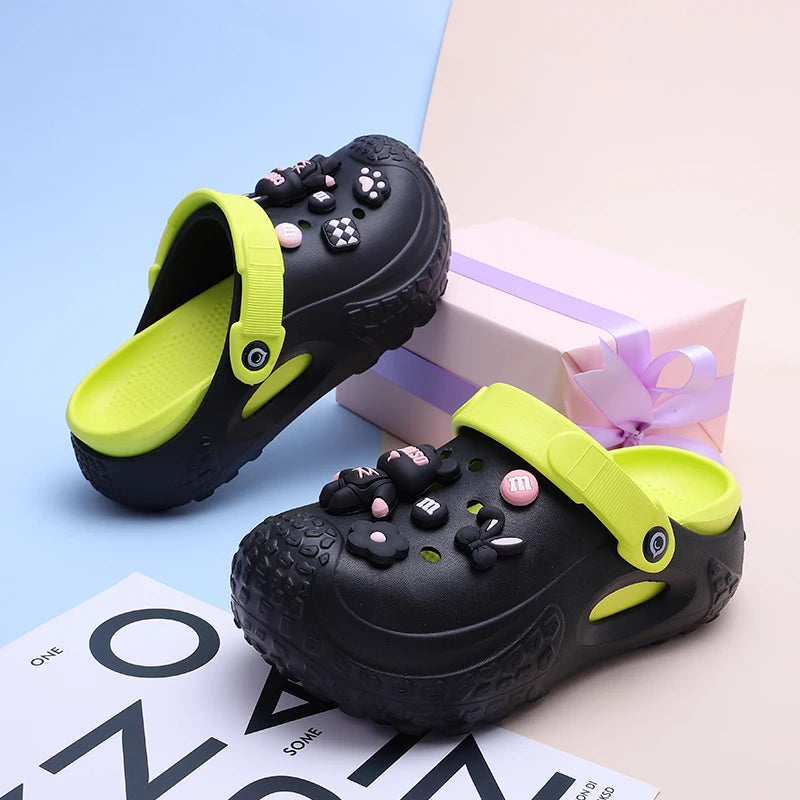 Women's Trendy Platform Clogs, Cartoon Animation Hollow Summer Beach Slide Shoes, Fashion Outdoor Garden Sandals