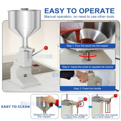 Zonesun Liquid Filling Machine Manual Paste Filler Lip Gloss Shampoo Dispensing Equipment ZS-A03S
