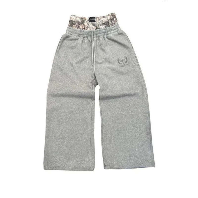 Y2K Trend Sweatpants Camouflage Embroidered Pattern Streetwear Men Women Clothing Retro Camo Baggy Pants Unisex Wide Leg Pants