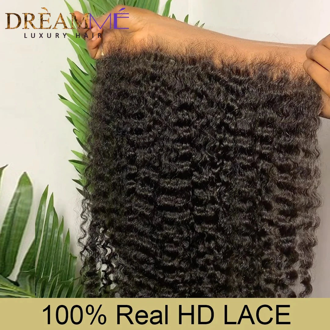 Kinky Curly 13x4 13x6 HD Lace Frontal Only Pre plucked Natural Hairline 5x5 6x6 7x7 Invisible HD Lace Closure Only Brazilian