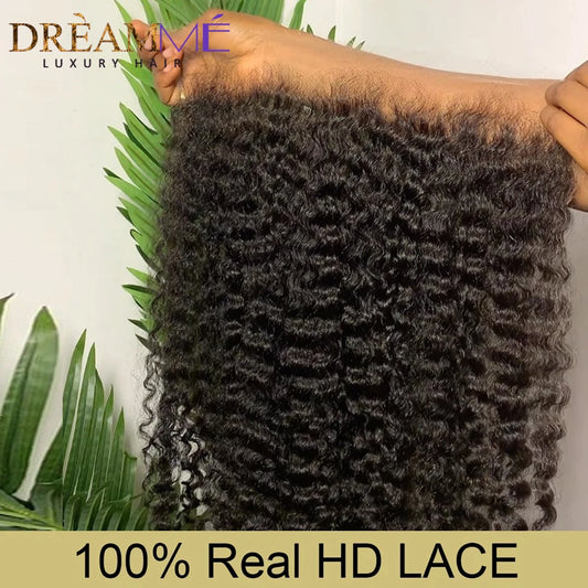 Kinky Curly 13x4 13x6 HD Lace Frontal Only Pre plucked Natural Hairline 5x5 6x6 7x7 Invisible HD Lace Closure Only Brazilian