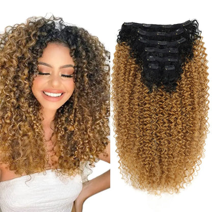 Synthetic Curly Clip In Hair Extensions Natural Hairpieces Hair Extensions Clip in 7 Pcs Full Head Organic Clip in Extensions