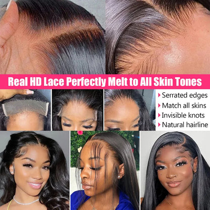 Gabrielle 13x6 13x4 Lace Frontal Brazilian Straight Human Hair HD Lace Frontals Only Pre plucked Natural Color Remy Hair