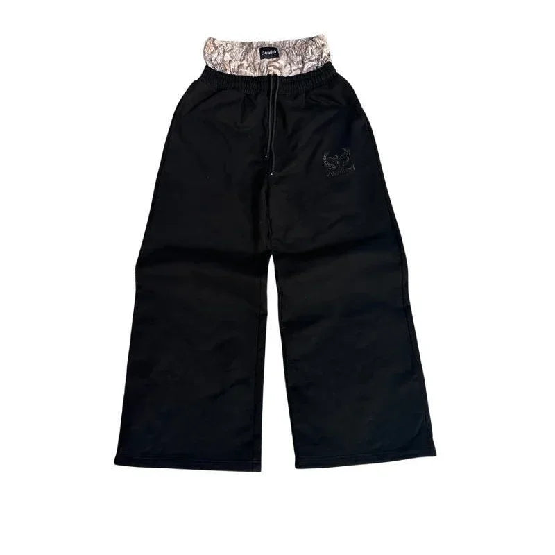 Y2K Trend Sweatpants Camouflage Embroidered Pattern Streetwear Men Women Clothing Retro Camo Baggy Pants Unisex Wide Leg Pants