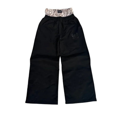 Y2K Trend Sweatpants Camouflage Embroidered Pattern Streetwear Men Women Clothing Retro Camo Baggy Pants Unisex Wide Leg Pants