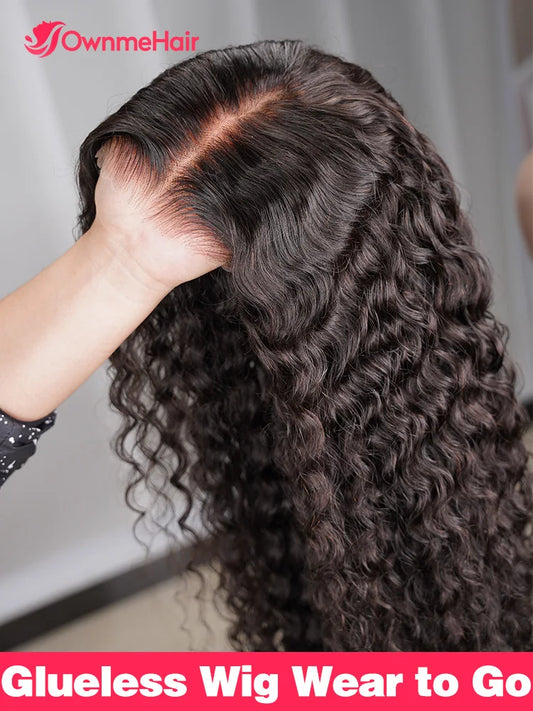 Water Wave Glueless Wig Human Hair Deep Wave 13x4 Lace Frontal Human Hair Wigs Ready to Wear PrePlucked PreCut Lace 4x4 Lace Wig
