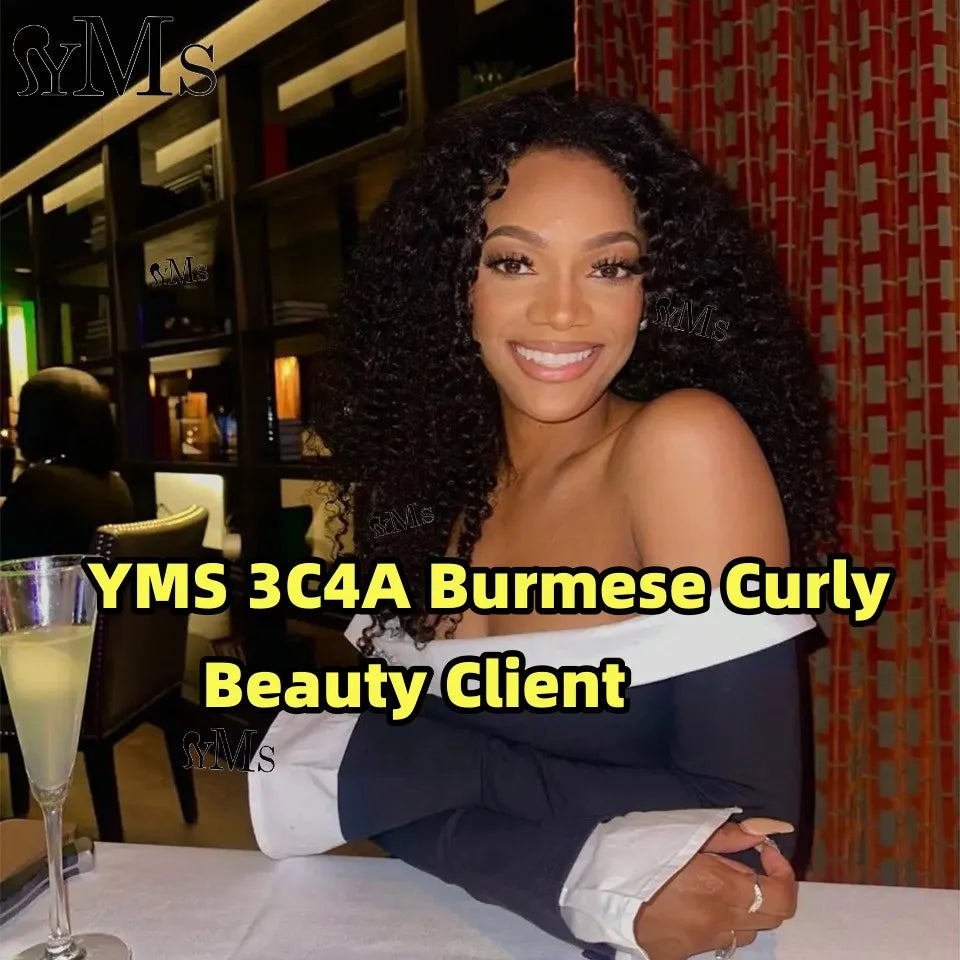 Real Burmese 3C4A Curly Human Hair 2/3/4 Bundle Deals Weft Extensions YMS Burmese Curly Raw Human Hair Bundles Weave Full Head