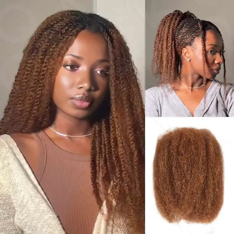 Brazilian Afro kinky Bulk Human Hair For Braiding Remy Hair Bundle Sleek Remy Bulk Hair No Attachment Peruvian QVR Afro Kinky