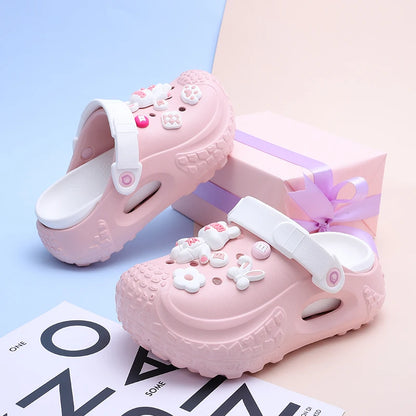 Women's Trendy Platform Clogs, Cartoon Animation Hollow Summer Beach Slide Shoes, Fashion Outdoor Garden Sandals
