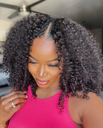 250%  Kinky Curly V Part Wig Human Hair Glueless Deep Afro Curly V Part Wig 30 34 Inch Remy Hair I Part Wigs for Women on Sale