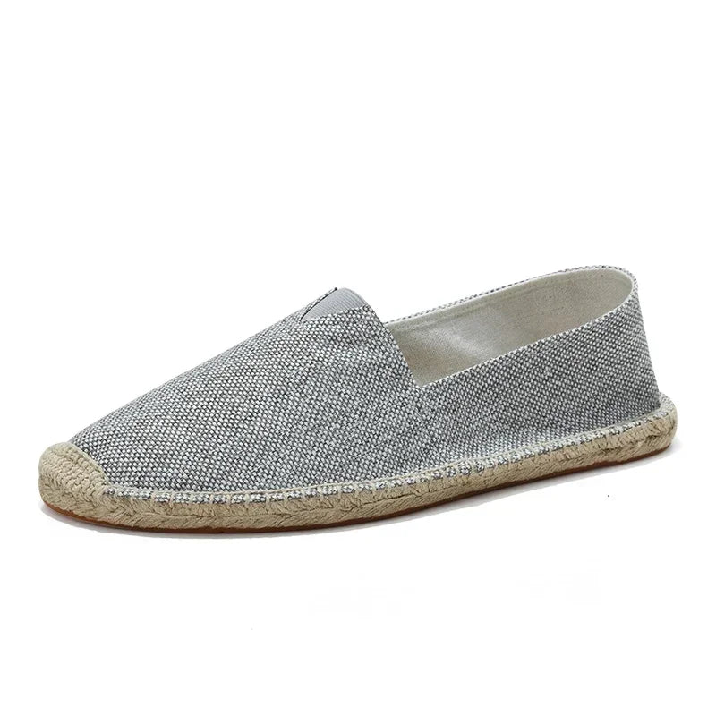 Women Sewing Flax Shoes Slip on Loafers Casual Shoes Man Espadrilles Hemp Canvas Flat Shoes Plus Size Fisherman Driving Footwear