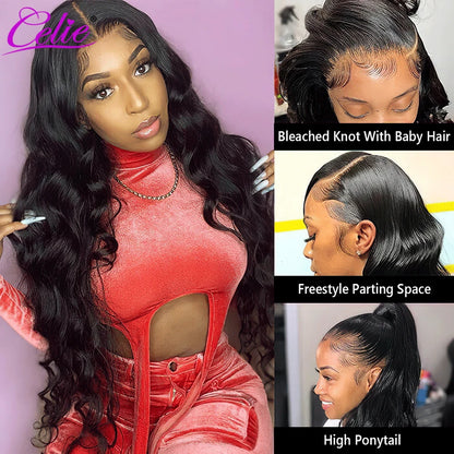 Celie 13x4 Lace Front Human Hair Wigs For Women Transparent HD Lace Frontal Wig 5x5 Body Wave Ready To Go Wig Human Hair