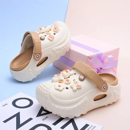 Women's Trendy Platform Clogs, Cartoon Animation Hollow Summer Beach Slide Shoes, Fashion Outdoor Garden Sandals