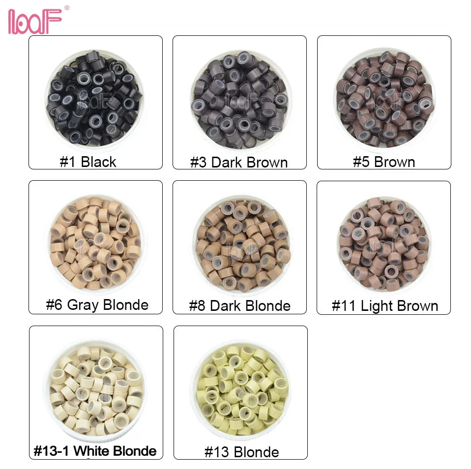 LOOF 5000pcs/color 5mm silicone hair microring links beads for Hair Extensions tools 8 Colors available