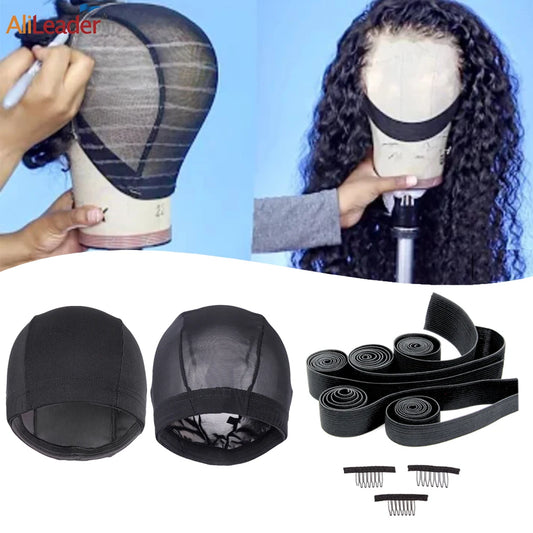 Professional Wig Making Caps Wig Clip Elastic Band For Wigs Nylon Mesh Beige Black Mesh For Wig Dome Hair Net For DIY Wigs
