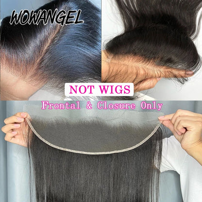 Wow Angel 13x4 13x6 HD Lace Frontal Only Melt Skins Brazilian Straight Human Hair 5x5 6x6 HD Lace Closure Pre Plucked Free Part