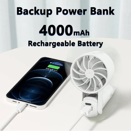 Portable Fan Mini Handheld Turbo Fan with Semiconductor Refrigeration Ice Cooling Fan 4000mAh USB Rechargeable Hanging Neck Fan