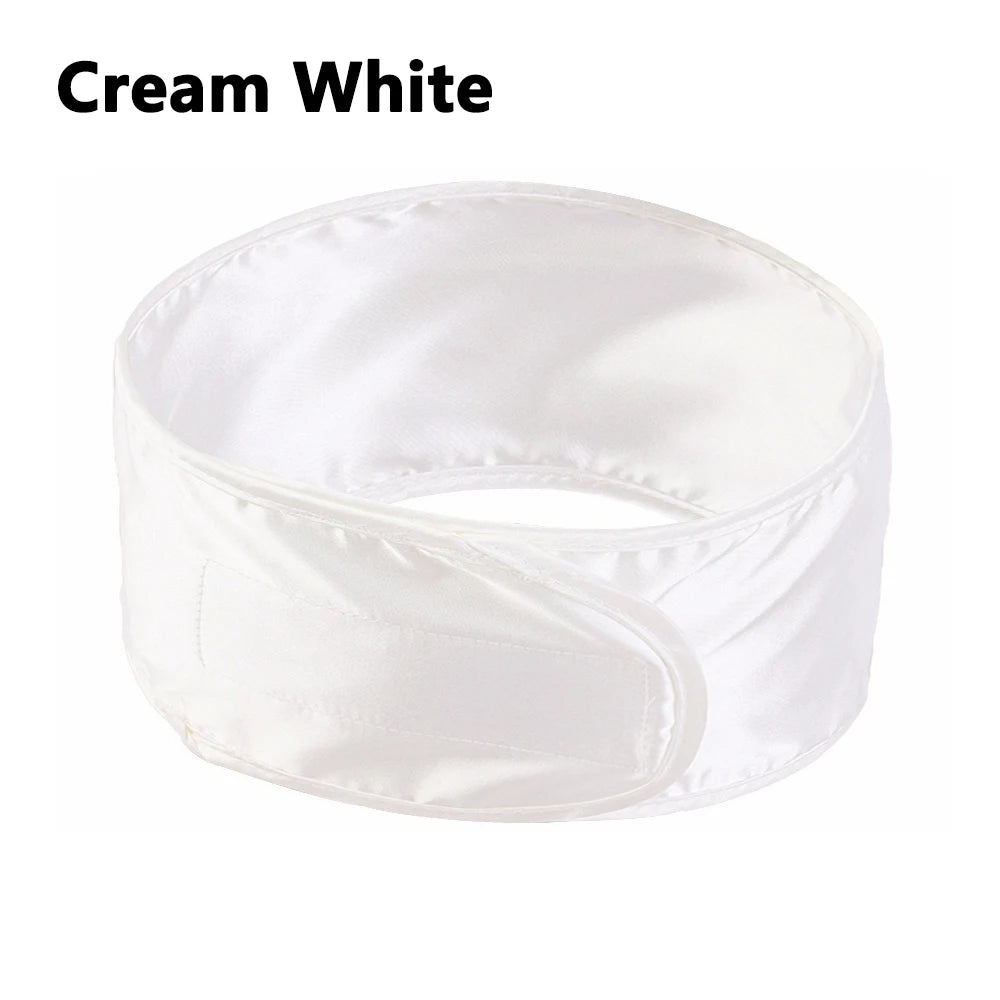 Women Silky satin Adjustable SPA Facial Headband Bath Makeup Hair Band Headbands for Face Washing Soft Toweling Hair Accessories