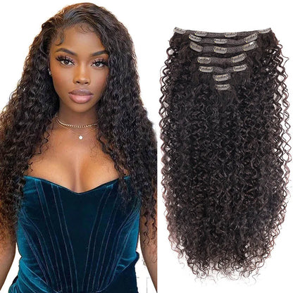 Synthetic Curly Clip In Hair Extensions Natural Hairpieces Hair Extensions Clip in 7 Pcs Full Head Organic Clip in Extensions