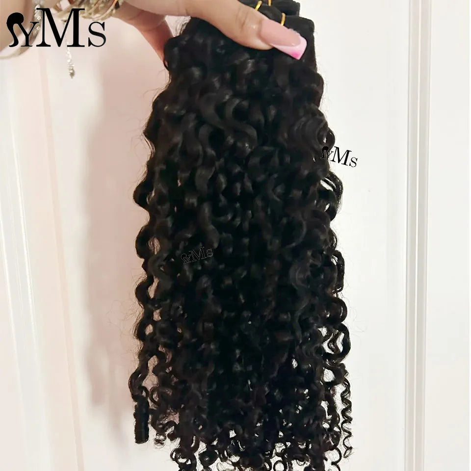 Real Burmese 3C4A Curly Human Hair 2/3/4 Bundle Deals Weft Extensions YMS Burmese Curly Raw Human Hair Bundles Weave Full Head